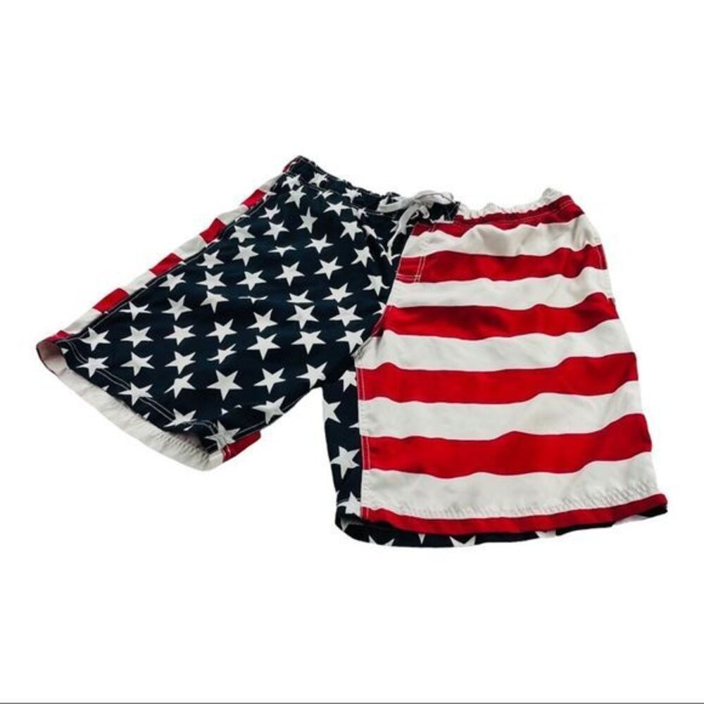 Faded Glory Mens Swim Trunks American Flag Red White and Blue size 40-42 (10151)